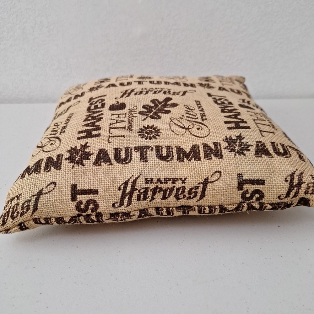 Vintage Fall Harvest Autumn Give Thanks Burlap Throw Pillow Home Decor 13" x 13" - Picture 7 of 9